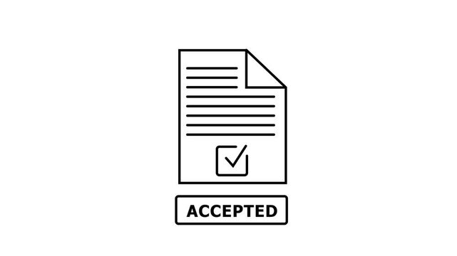 Accept all cookie consent animation with checkmark on document on white Background and features 4k Animation video
