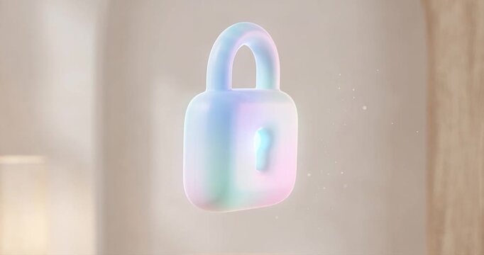 Abstract floating lock rendered in pastel colors