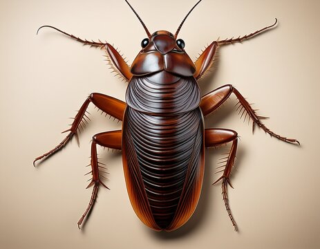 overhead studio shot of a madagascar hissing cockroach