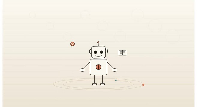 Cute cartoon robot character animation with floating animation