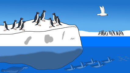 Adélie Penguins: Realm of Ice and Shadow © Diego