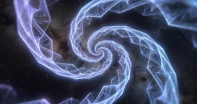 Abstract geometric spiral design against starry background