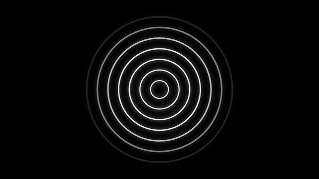 spiral radio wave station signal animation on black background. Radio Waves in Circle Form, Radio wave signal and sound wave signal, radar animated.