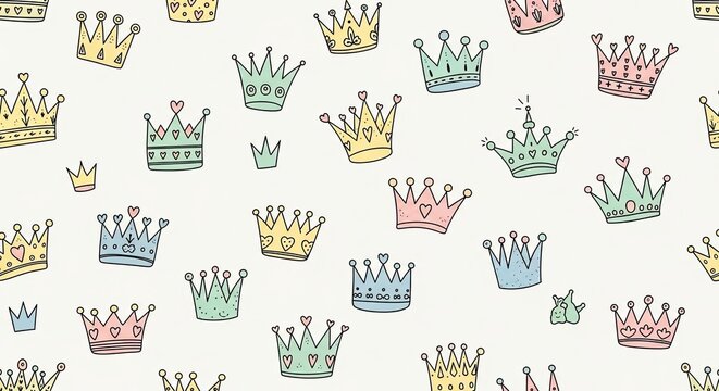 Colorful crown icons on white background.