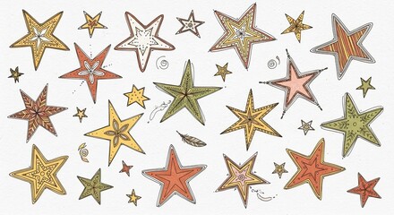 Obraz premium Colorful star shapes on white background.
