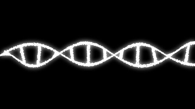 Animated DNA. Alpha Matte included. 4k video. Science template, wallpaper or banner with a DNA helix molecules. Abstract DNA structure. Vector dna helix icon.