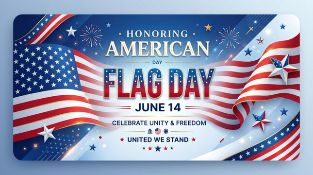 American flag day june 14 celebrating unity and freedom with patriotic symbols and fireworks