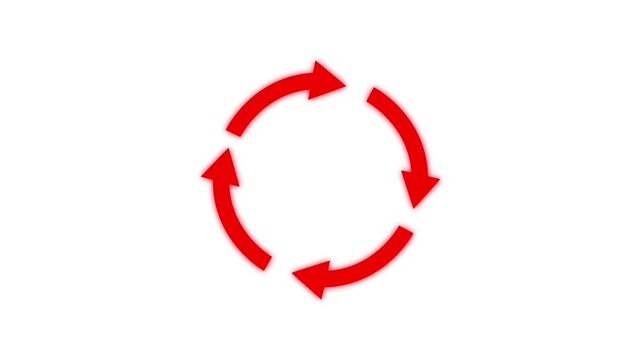 Four rotating arrow circle animation. Circular Arrow Loop Animation. arrow animated circle loading icon. 4k video.
