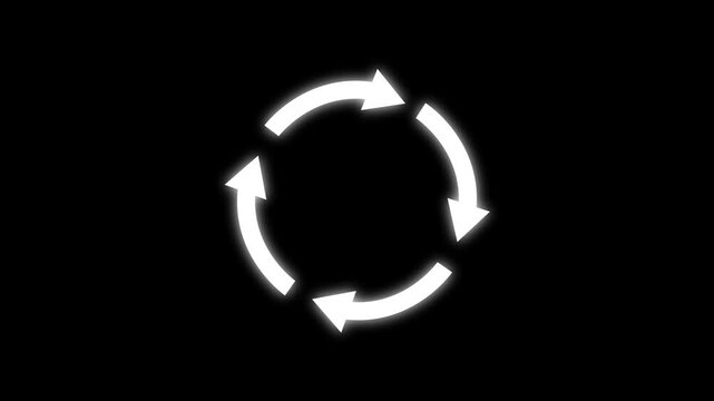 Four rotating arrow circle animation. Circular Arrow Loop Animation. arrow animated circle loading icon. 4k video.