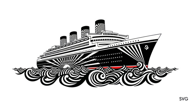 Large cruise ship on the ocean.