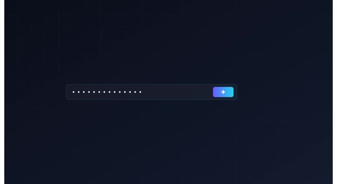Digital password login field with glowing ui button animation