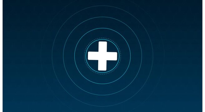 Medical plus sign digital pulse animation on dark animation