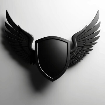 Black shield with wings symbol.