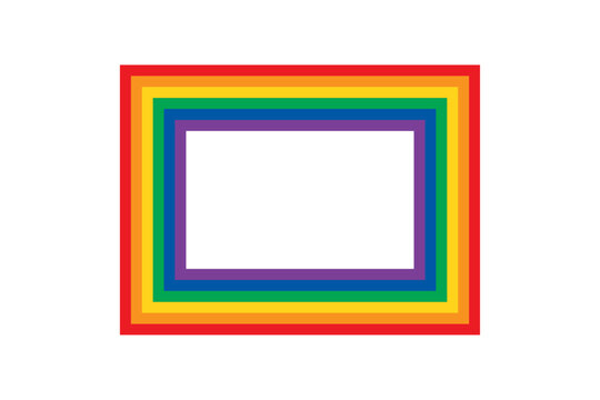 Rainbow rectangle frame on transparent background