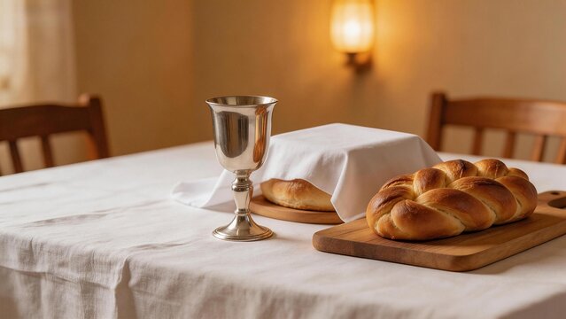 Table with bread and chalice