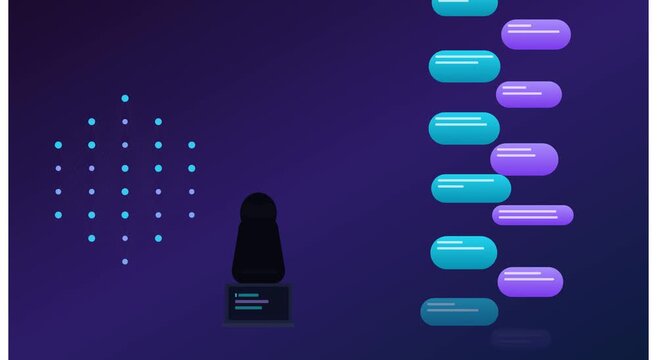 Ai chatbot interface with neural network data animation