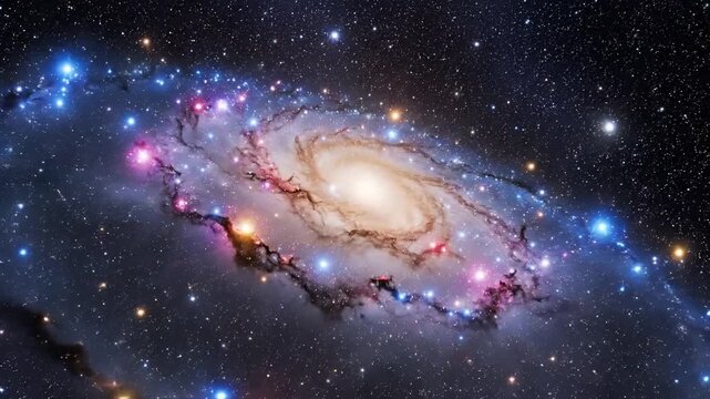 Stunning Spiral Galaxy in Deep Space with Vibrant Colors.