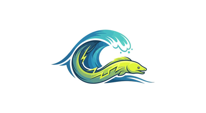 Electric Eel Swimming Through Crashing Ocean Wave, Dynamic Water Motion