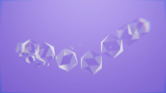 looping 3d geometric icospheres on solid colour background, abstract 3d looping background wallpaper