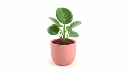 Obraz premium 3D icon of a potted pilea peperomioides ufo plant on white background