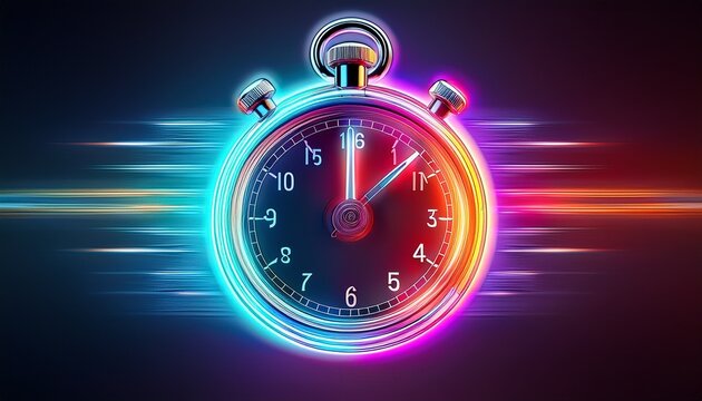 stopwatch neon with speed lines