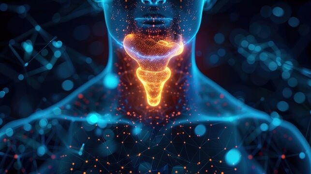 Hyperthyroidism Awareness Concept with Thyroid Gland Illustration, Overactive Thyroid Disorder, Hormonal Imbalance, Increased Metabolism and Endocrine Healthcare Background