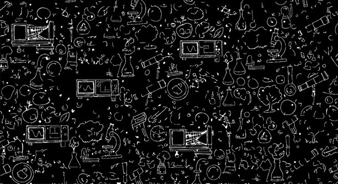 Complex Mathematical Physics Equations Blackboard Style Design.