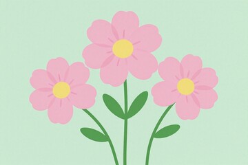 Obraz premium A pink flower with green leaves on a green background