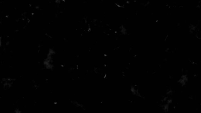 Vintage film grain texture with old dust, scratches, hair, and noise artifacts on black background, perfect for cinematic overlay effect