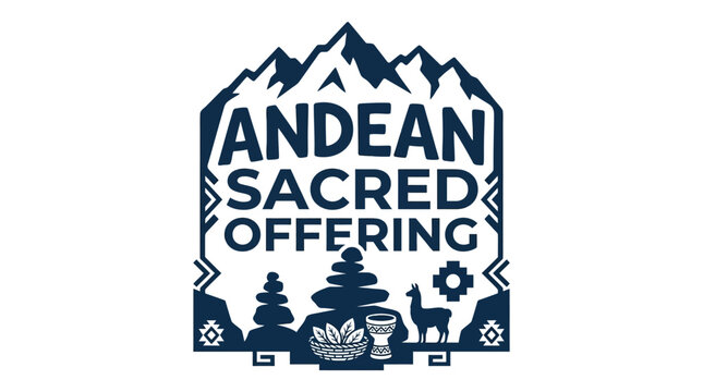 Andean Sacred Offering Emblem: Mountains, Llama, and Cultural Symbols