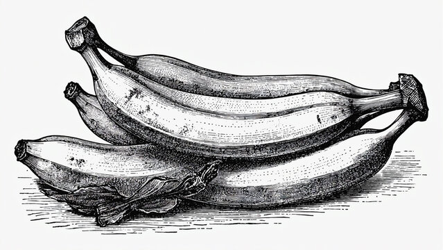 monochrome drawing on bananas on white background.ai 