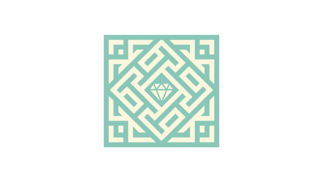 Geometric pattern with diamond in the center.