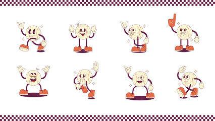 Fototapeta premium vintage illustration baseball with rubber hose style for cir cut sticker