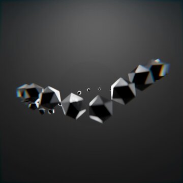 looping 3d geometric icospheres on solid colour background, abstract 3d looping background wallpaper