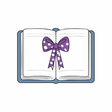 Open Book with Purple Polka Dot Bow