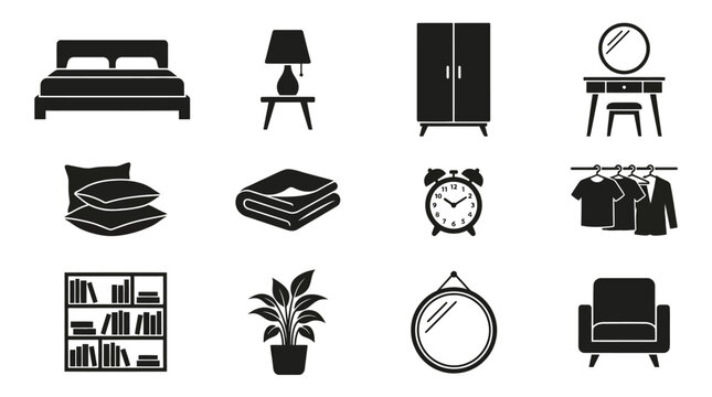  badroom furniture silhouette set
