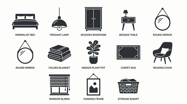  badroom furniture silhouette set