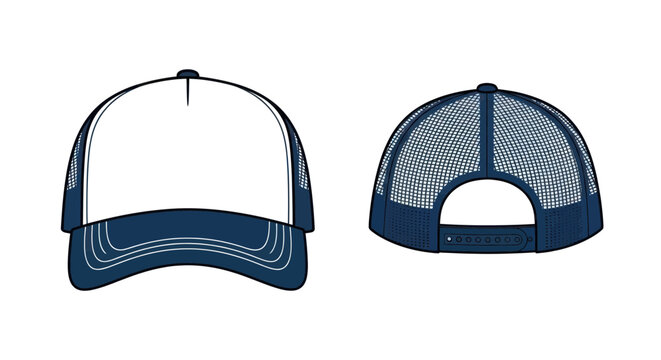 Blue Baseball Cap Front And Back.