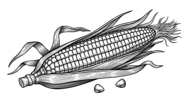 Fresh corn on the cob illustration.