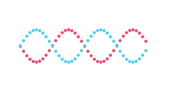 Abstract dna helix animation of pink and blue dots on animation