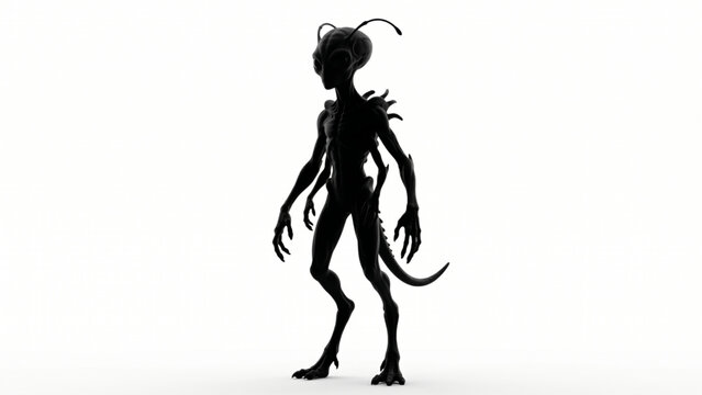 Sci-fi humanoid alien creature silhouette standing position