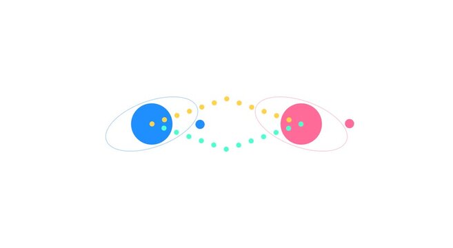 Abstract motion connected blue and pink data nodes animation