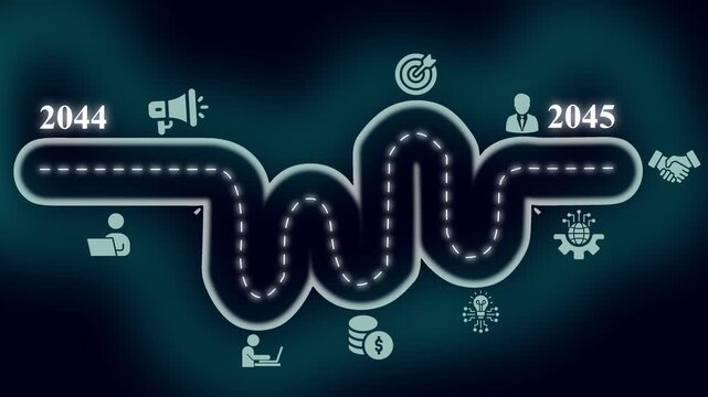 Business roadmap timeline 2044-2045: strategic growth and corporate planning infographic