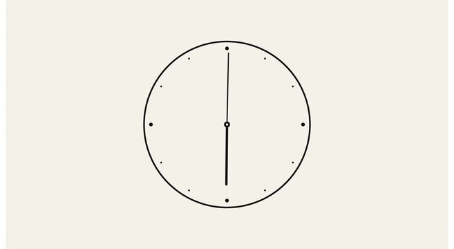 Minimalist wall clock ticking time lapse on cream animation