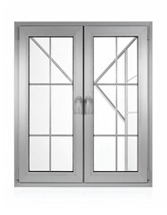 Obraz premium Modern grey double-pane window, white background