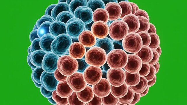 3D Animation of Embryo Cell Division and Blastocyst Structure on Green Screen