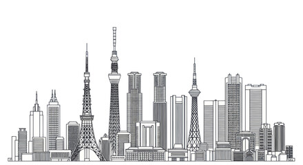 Obraz premium City Skyline with Modern Skyscrapers 2.