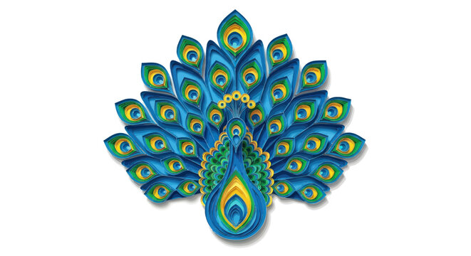 Peacock feathers spread colorful display.