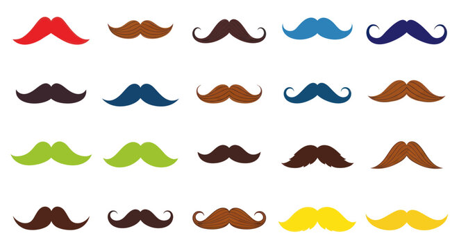 Collection of colorful mustache designs.