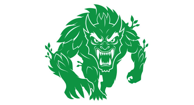 Green monster creature with leaves.
